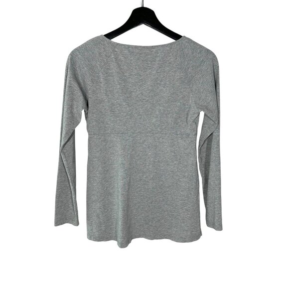 Sundance Grey Long Sleeve Ruched Scoop Neck Top Small - Picture 2 of 7